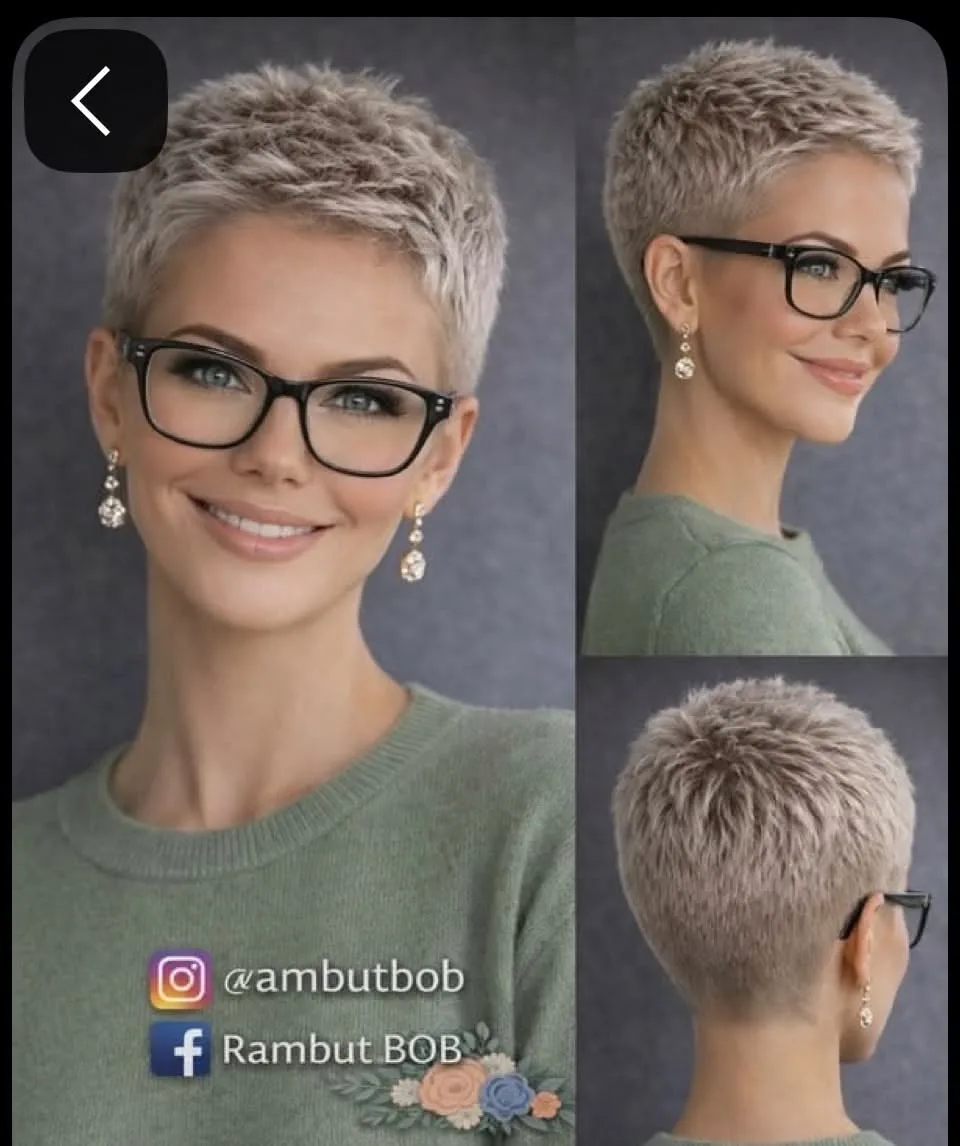 Eine Frau mit kurzem aschblonden Pixie-Cut trägt eine schwarze Brille und blickt freundlich in die Kamera.
